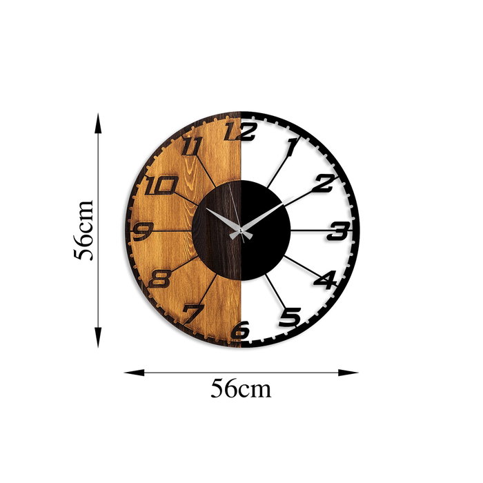 Wallity Linear Reloj de Pared Decorativo de Madera y Metal Nogal y Negro